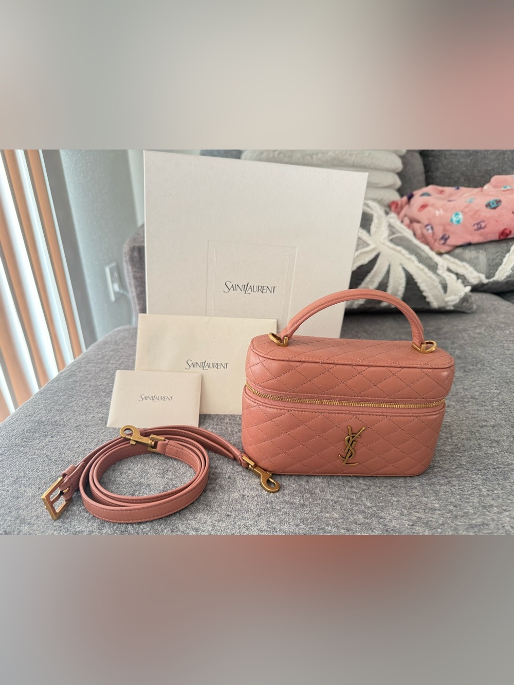 Saint Laurent Barely Pink Gaby Mini Vanity Bag in Lambskin